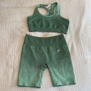 Gymshark Green Athletic Shorts and Sports Bra Set